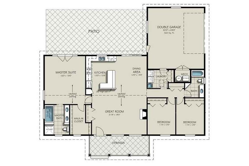 Dream House Plan - Floor Plan - Main Floor for Ranch House Plan #18-9545 - 3 bed, 2 bath