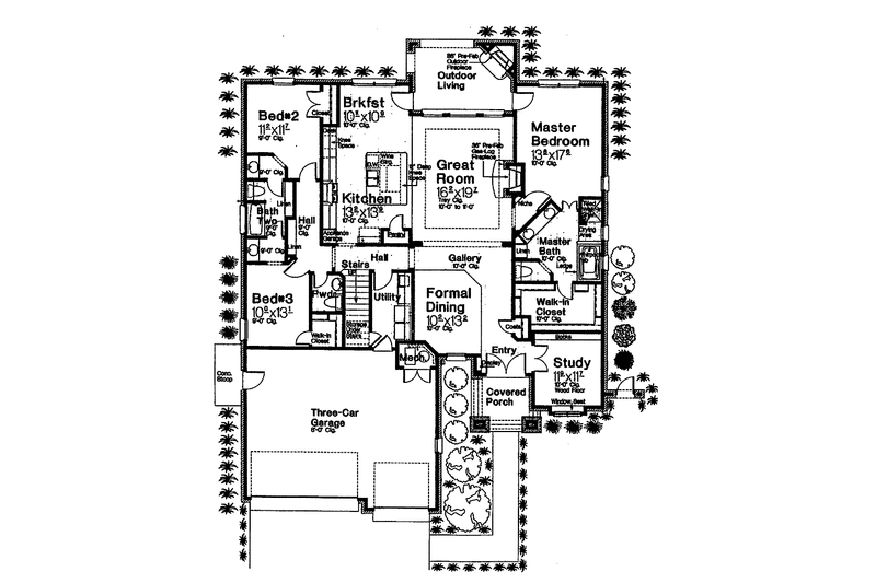 Home Plan - Floor Plan - Main Floor for Country House Plan #310-1235 - 3 bed, 2.5 bath