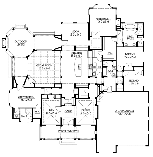 House Plan Design - Craftsman Floor Plan - Main Floor Plan #132-278