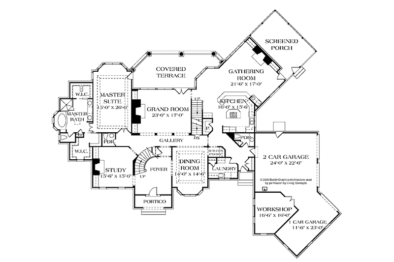 Dream House Plan - Floor Plan - Main Floor for Country House Plan #453-367 - 6 bed, 5 bath