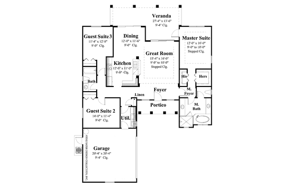 Floor Plan - Main Floor for Country House Plan #930-366 - 3 bed, 2 bath