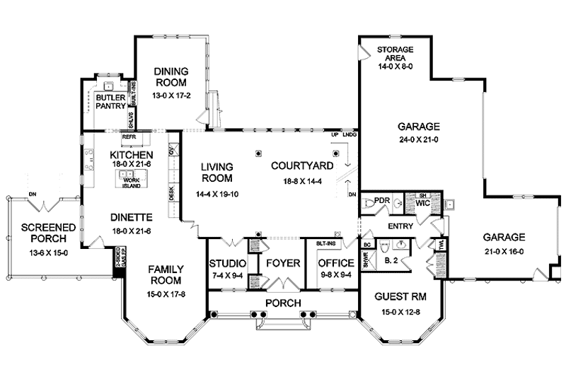 Dream House Plan - Floor Plan - Main Floor for Country House Plan #328-400 - 5 bed, 4.5 bath