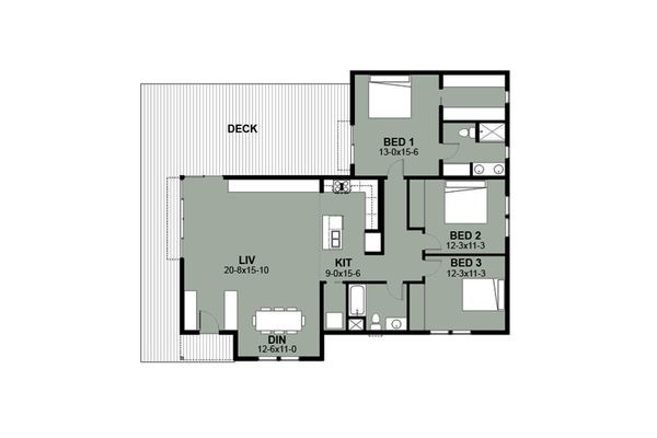 Architectural House Design - Ranch Floor Plan - Main Floor Plan #497-12