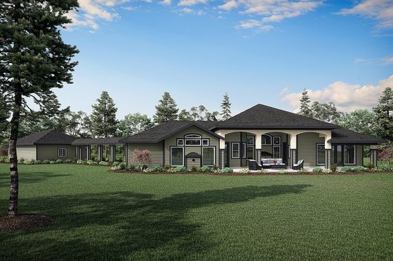 Exterior - Rear Elevation House Plan #124-445 - 3 bed, 3 bath