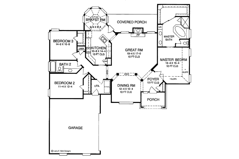 Home Plan - Floor Plan - Main Floor for Ranch House Plan #952-168 - 3 bed, 2 bath