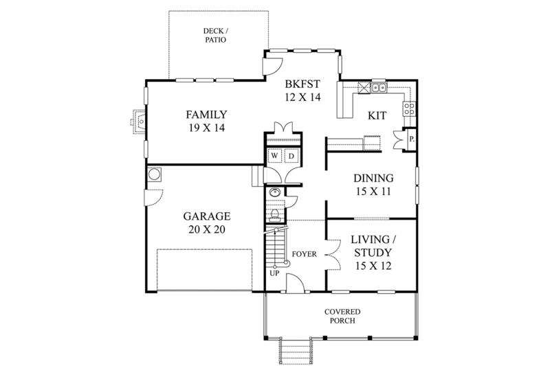 Architectural House Design - Floor Plan - Main Floor for Colonial House Plan #1053-67 - 3 bed, 2.5 bath