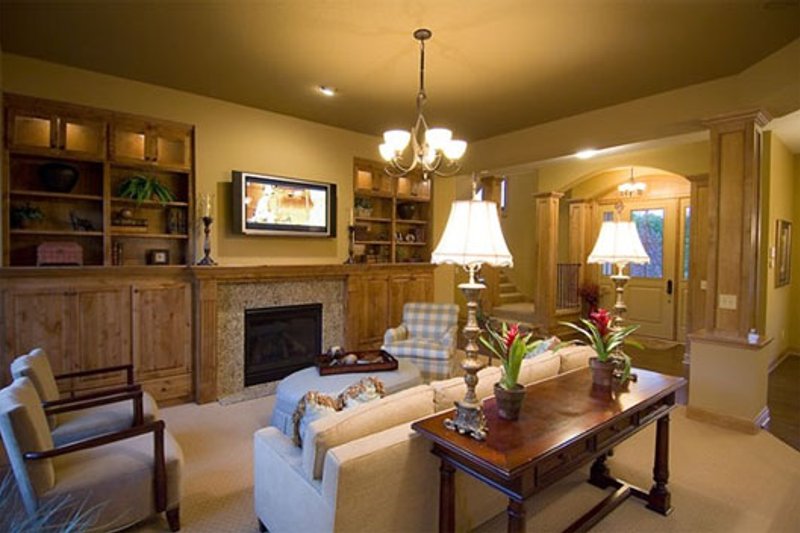 Architectural House Design - Interior - Family Room 1 for Craftsman House Plan #56-597 - 4 bed, 3.5 bath