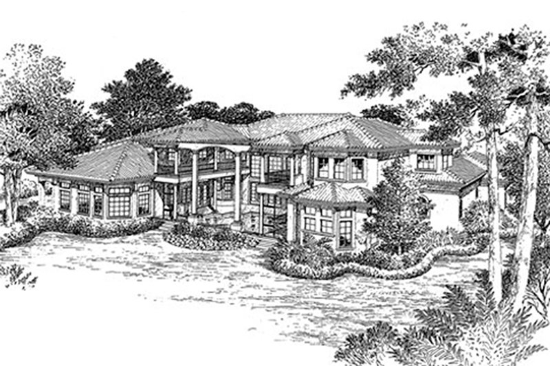 Home Plan - Exterior - Front Elevation 5 for Mediterranean House Plan #417-817 - 6 bed, 6 bath