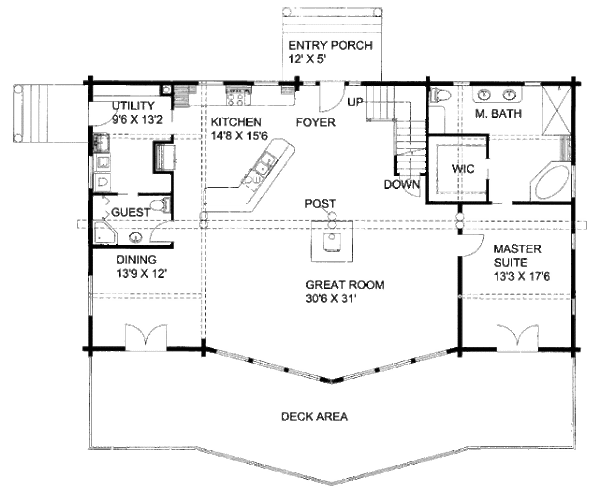 Home Plan - Log Floor Plan - Main Floor Plan #117-599