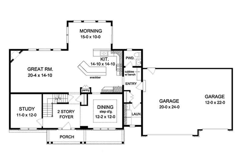 Architectural House Design - Floor Plan - Main Floor for Colonial House Plan #1010-162 - 4 bed, 2.5 bath