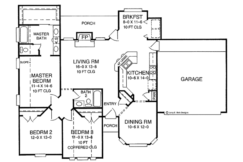 Home Plan - Floor Plan - Main Floor for Ranch House Plan #952-173 - 3 bed, 2 bath