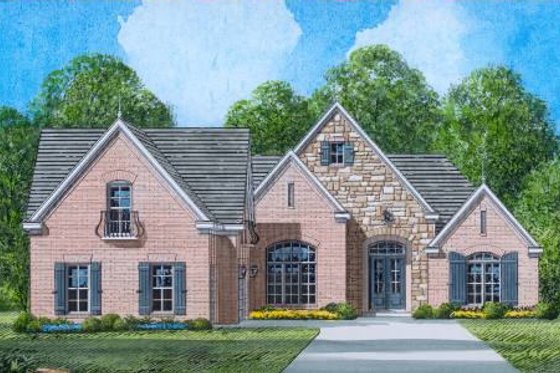 Exterior - Front Elevation for European House Plan #424-12 - 4 bed, 3 bath