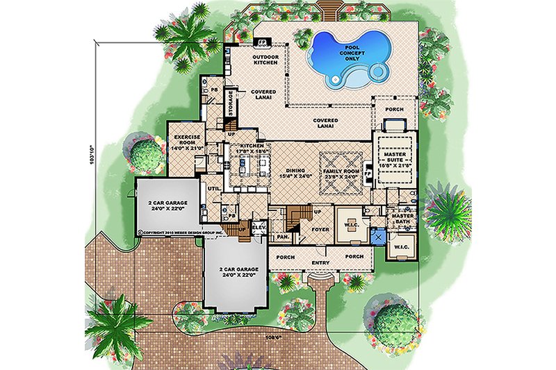 House Plan Design - Floor Plan - Main Floor for Southern House Plan #27-477 - 4 bed, 6.5 bath