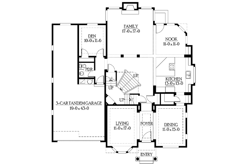 Home Plan - Floor Plan - Main Floor for Craftsman House Plan #132-441 - 4 bed, 3.5 bath