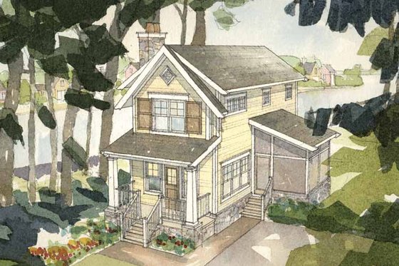 Exterior - Front Elevation 4 for Craftsman House Plan #928-92 - 2 bed, 1.5 bath