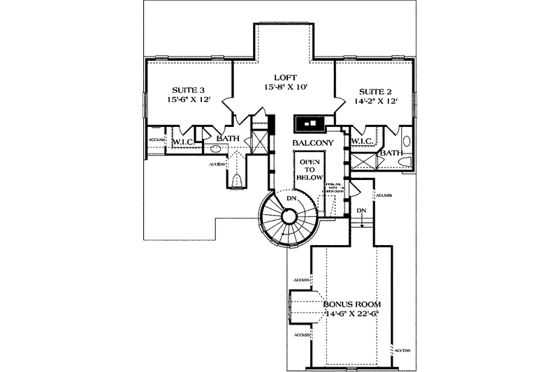 House Plan Design - Floor Plan - Upper Floor for Country House Plan #453-155 - 3 bed, 3.5 bath