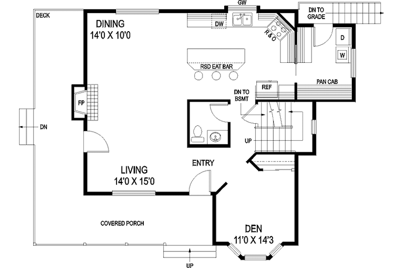 House Blueprint - Floor Plan - Main Floor for Traditional House Plan #60-1009 - 3 bed, 2.5 bath