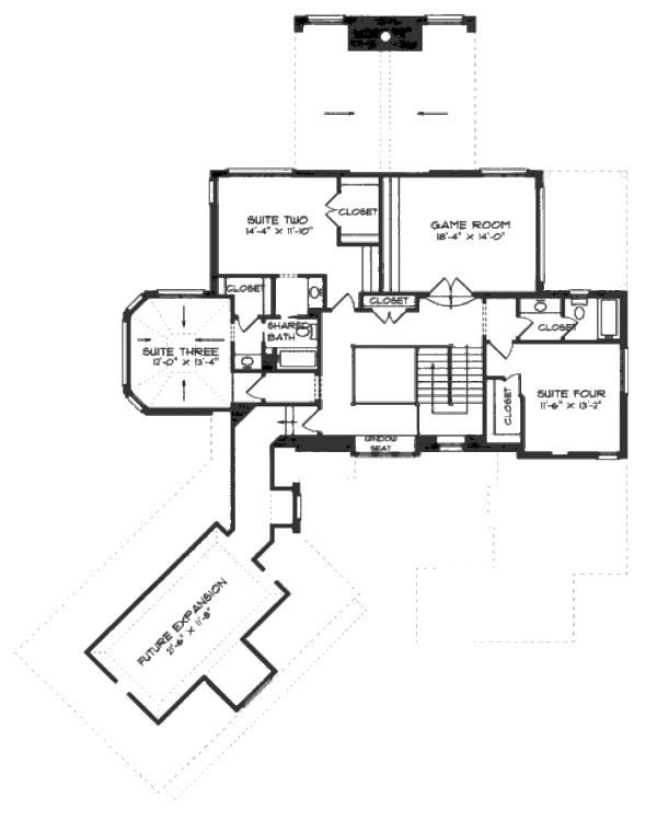 Architectural House Design - European Floor Plan - Upper Floor Plan #413-819