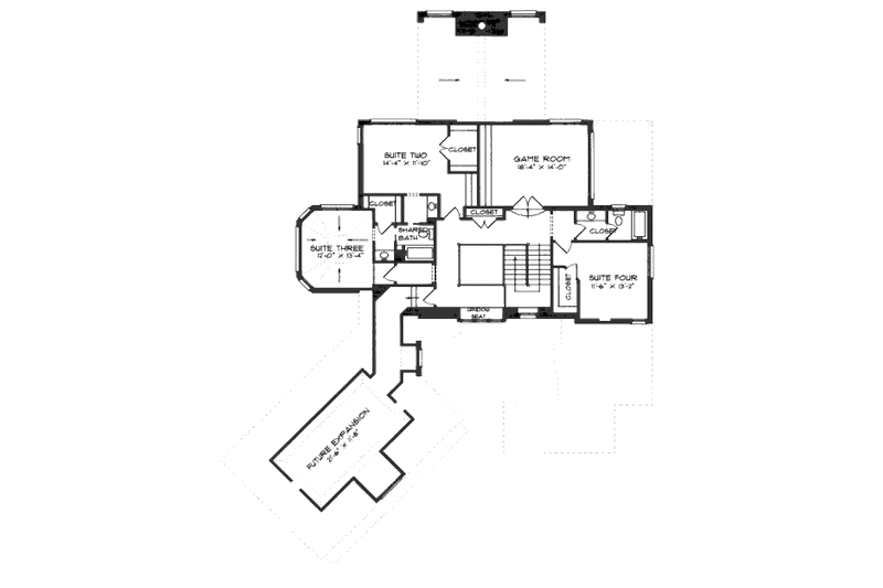 Home Plan - Floor Plan - Upper Floor for European House Plan #413-819 - 4 bed, 3.5 bath