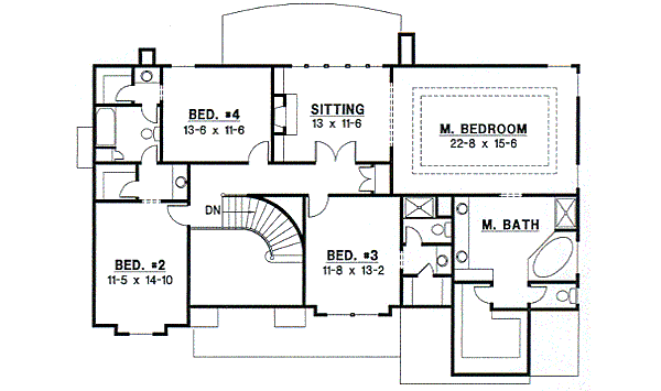 Traditional Floor Plan - Upper Floor Plan #67-580