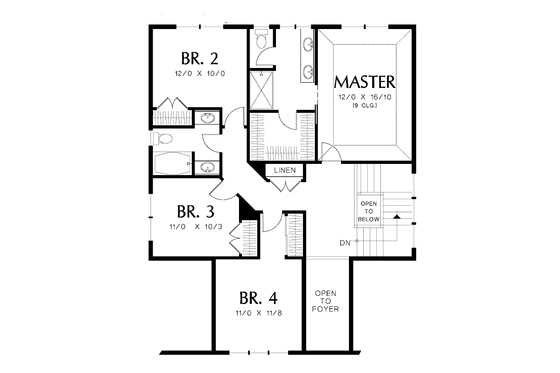 Floor Plan - Upper Floor for Traditional House Plan #48-856 - 4 bed, 2.5 bath