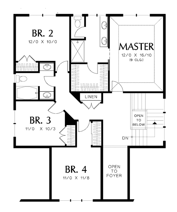 House Design - Traditional Floor Plan - Upper Floor Plan #48-856