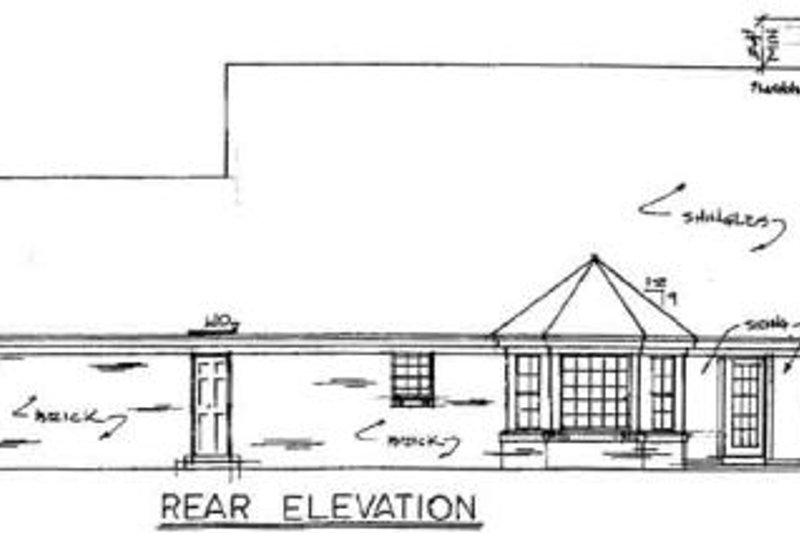 Home Plan - Exterior - Rear Elevation for Country House Plan #34-152 - 3 bed, 2.5 bath