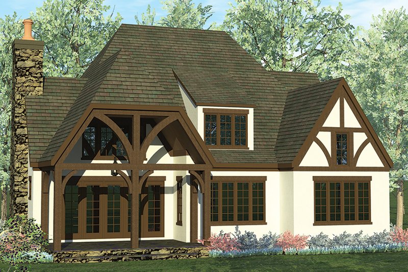 Home Plan - Exterior - Rear Elevation for European House Plan #453-637 - 4 bed, 4.5 bath