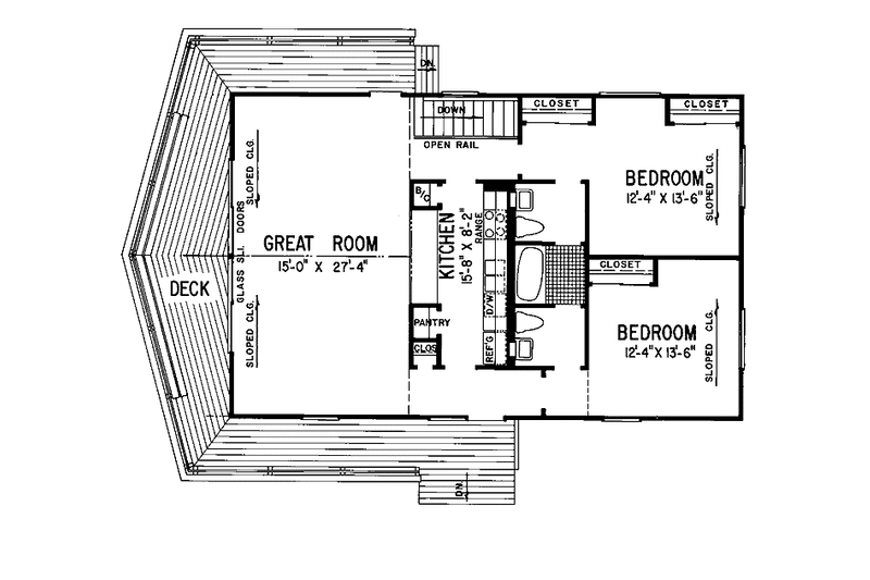 Home Plan - Floor Plan - Main Floor for Contemporary House Plan #72-1056 - 4 bed, 2 bath