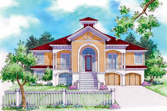 Exterior - Front Elevation 3 for Mediterranean House Plan #930-162 - 3 bed, 3 bath