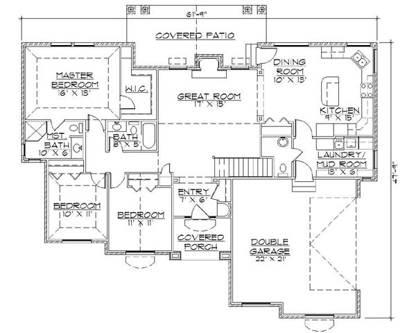 Home Plan - Ranch Floor Plan - Main Floor Plan #5-242