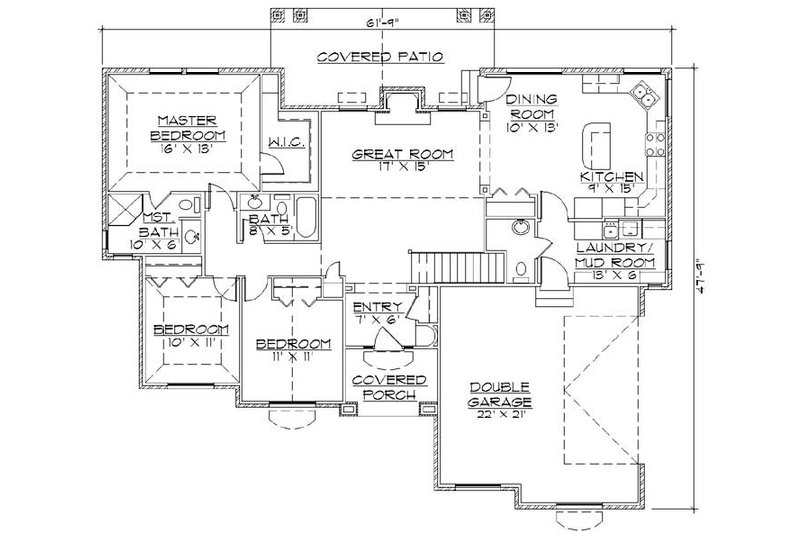 Home Plan - Floor Plan - Main Floor for Ranch House Plan #5-242 - 5 bed, 3.5 bath