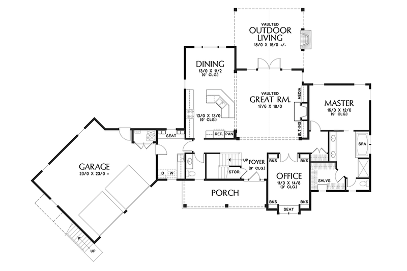 Architectural House Design - Floor Plan - Main Floor for Craftsman House Plan #48-923 - 3 bed, 3.5 bath
