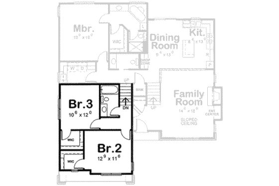 Floor Plan - Upper Floor for Traditional House Plan #20-1785 - 3 bed, 3 bath