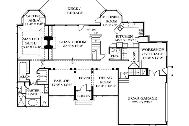 Home Plan - Floor Plan - Main Floor for Traditional House Plan #453-38 - 4 bed, 3.5 bath