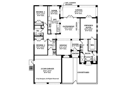 Floor Plan - Main Floor for Mediterranean House Plan #1058-5 - 3 bed, 2 bath