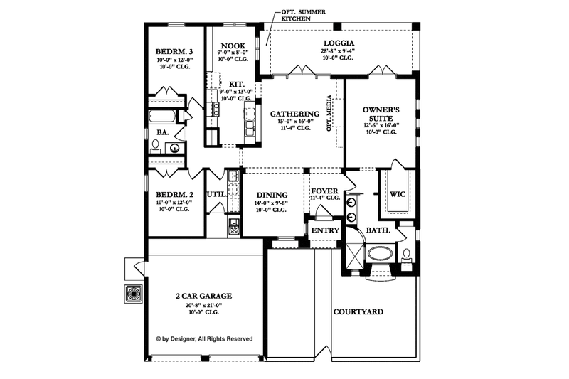 Home Plan - Floor Plan - Main Floor for Mediterranean House Plan #1058-5 - 3 bed, 2 bath