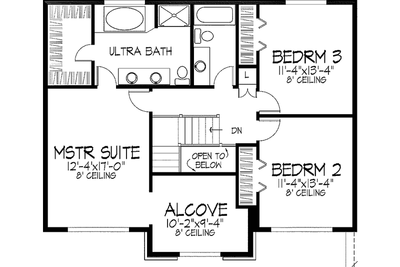 Home Plan - Floor Plan - Upper Floor for European House Plan #51-825 - 3 bed, 2.5 bath