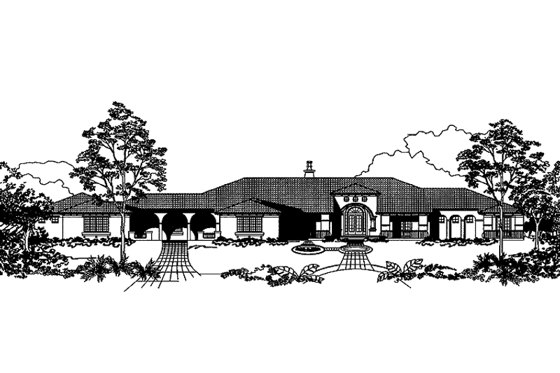 Home Plan - Exterior - Front Elevation 3 for Mediterranean House Plan #999-117 - 3 bed, 4.5 bath