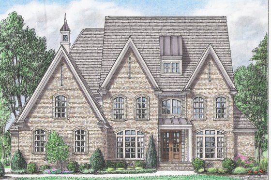 Exterior - Front Elevation for European House Plan #34-230 - 4 bed, 3 bath