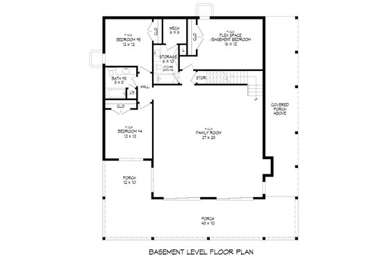 Floor Plan - Lower Floor for Country House Plan #932-1219 - 5 bed, 3.5 bath
