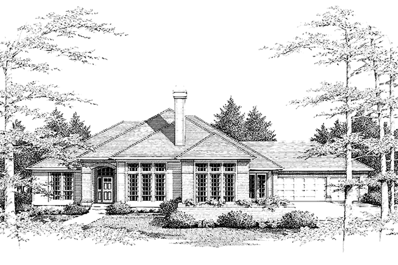 Architectural House Design - Prairie Exterior - Front Elevation Plan #48-772