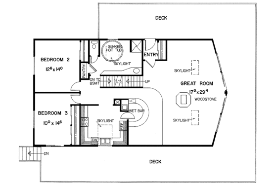 Floor Plan - Main Floor for Contemporary House Plan #60-922 - 3 bed, 2 bath