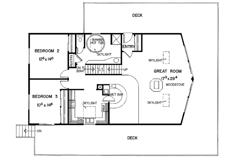 Home Plan - Floor Plan - Main Floor for Contemporary House Plan #60-922 - 3 bed, 2 bath