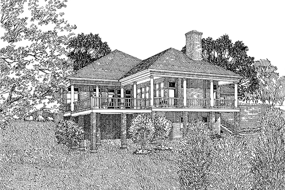 Exterior - Rear Elevation for Country House Plan #17-2641 - 3 bed, 2.5 bath