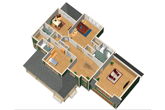 Floor Plan - Upper Floor 1 for Country House Plan #25-4666 - 3 bed, 3 bath