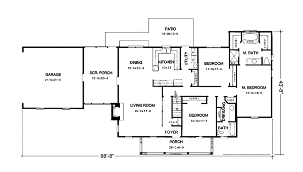 Home Plan - Ranch Floor Plan - Main Floor Plan #10-270