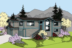 Home Plan - Exterior - Front Elevation for Contemporary House Plan #60-1010 - 3 bed, 2.5 bath