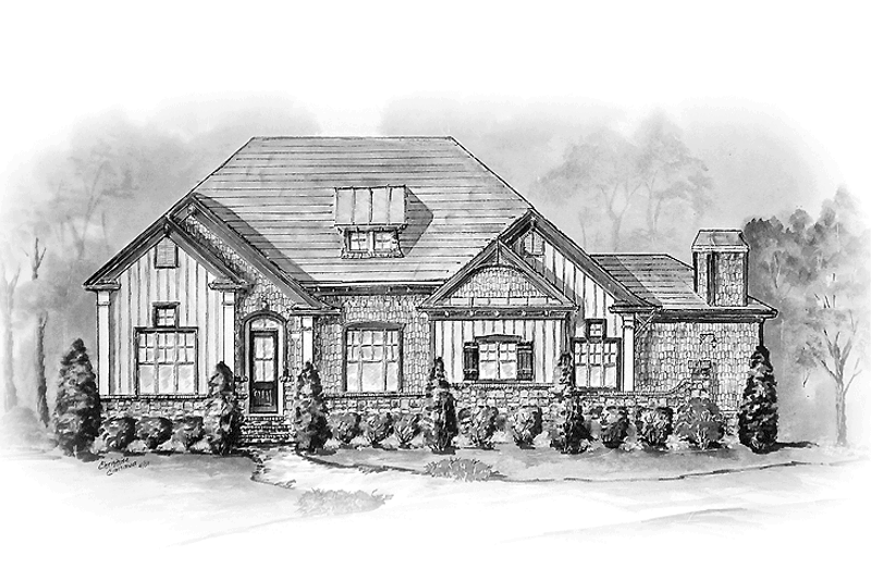 Architectural House Design - Craftsman Exterior - Front Elevation Plan #54-205