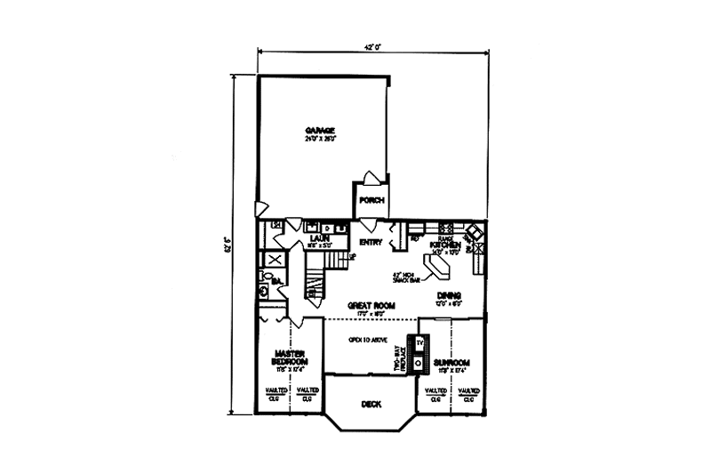 Home Plan - Floor Plan - Main Floor for Prairie House Plan #984-3 - 2 bed, 1 bath